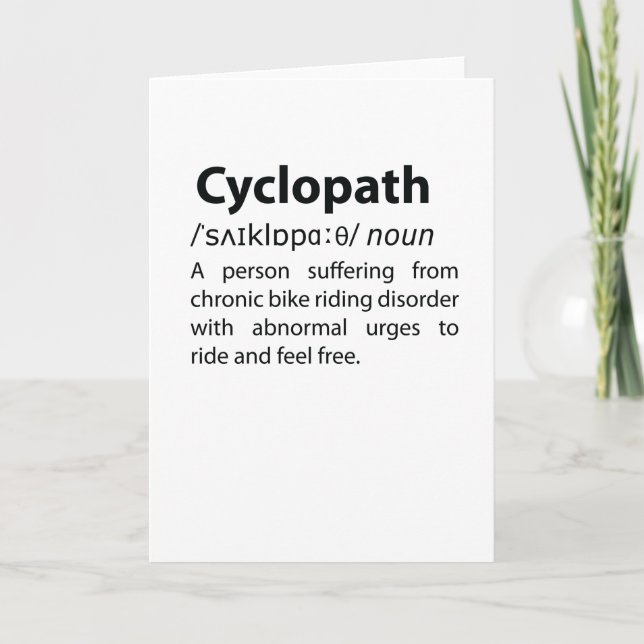 Cyclopath Funny Dictionary Definition Karte (Vorderseite)