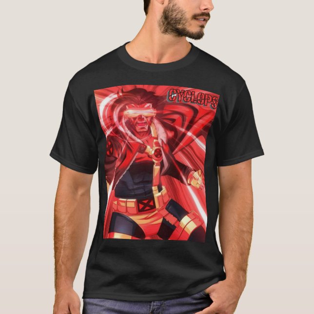 Cyclops – Red Optic Blast Hero Style T-Shirt (Vorderseite)