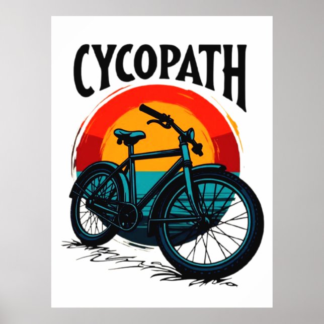 Cycopath: Elektrofahrrad mit Sonnenuntergang Grafi Poster (Vorne)