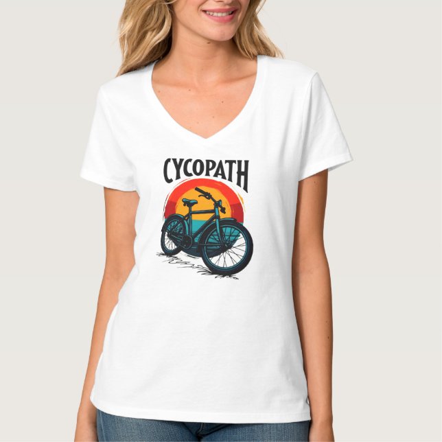 Cycopath: Elektrofahrrad mit Sonnenuntergang Grafi T-Shirt (Vorderseite)