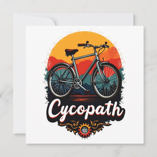 Cycopath: Elektrofahrrad und Sonnenuntergang Graph Dankeskarte (Vorderseite)