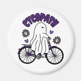 Cycopath Halloween Ghost auf Lila Fahrrad Magnet