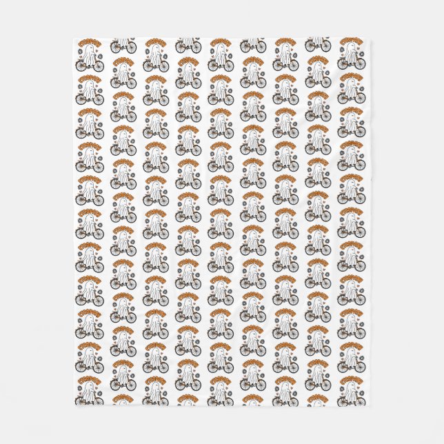 Cycopath Halloween Ghost on Orange Bicycle Fleecedecke (Vorderseite)