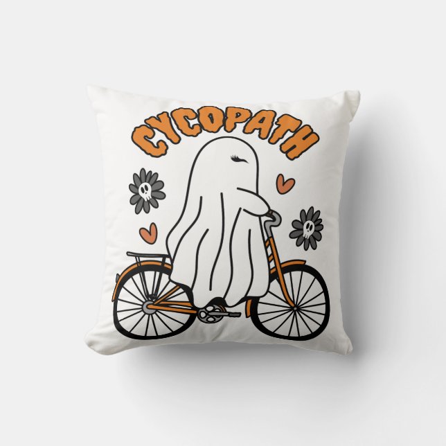 Cycopath Halloween Ghost on Orange Bicycle Kissen (Vorderseite)