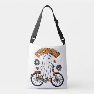 Cycopath Halloween Ghost on Orange Bicycle Tragetaschen Mit Langen Trägern