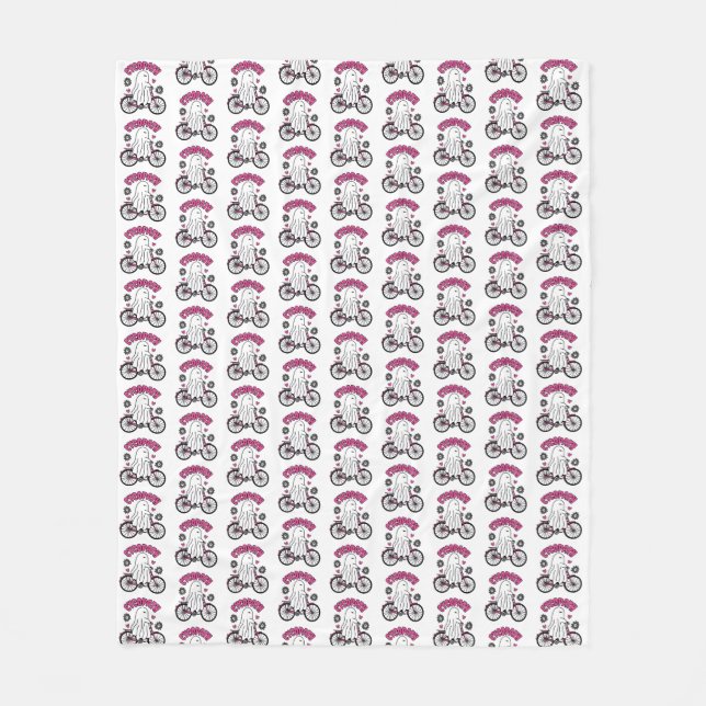 Cycopath Halloween Ghost on Pink Bicycle Fleecedecke (Vorderseite)