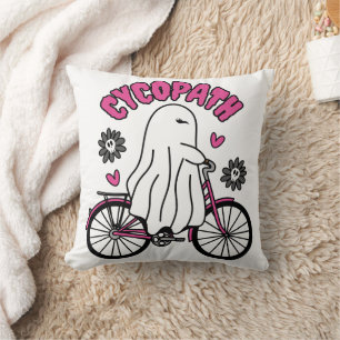 Cycopath Halloween Ghost on Pink Bicycle Kissen
