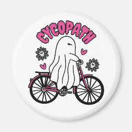 Cycopath Halloween Ghost on Pink Bicycle Magnet