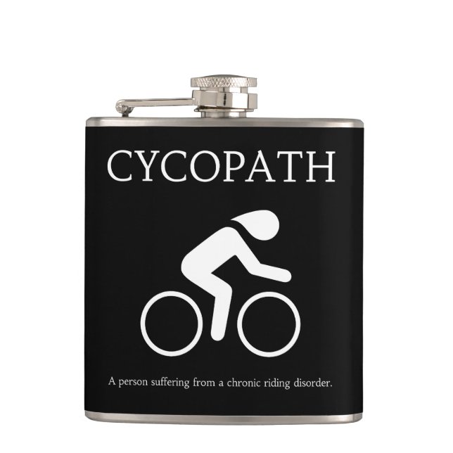 Cycopath, I Liebe Bikes Funny Novelty Flachmann (Vorderseite)