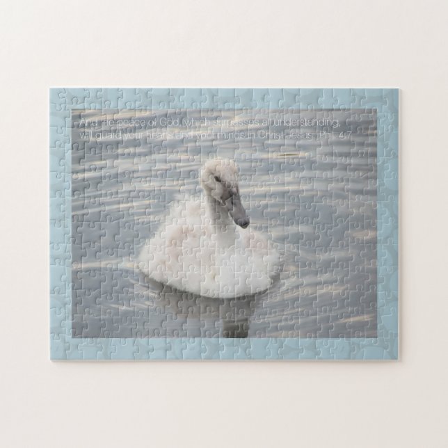 Cygnet Swan mit Abstraktem Muster Jigsaw Puzzle (Horizontal)