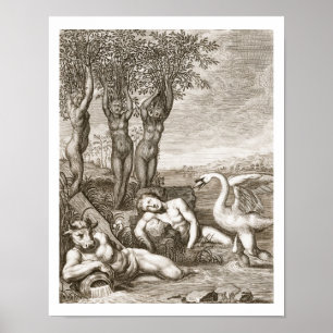 Cygnus verwandelt sich in einen Schwan und Phaeton Poster
