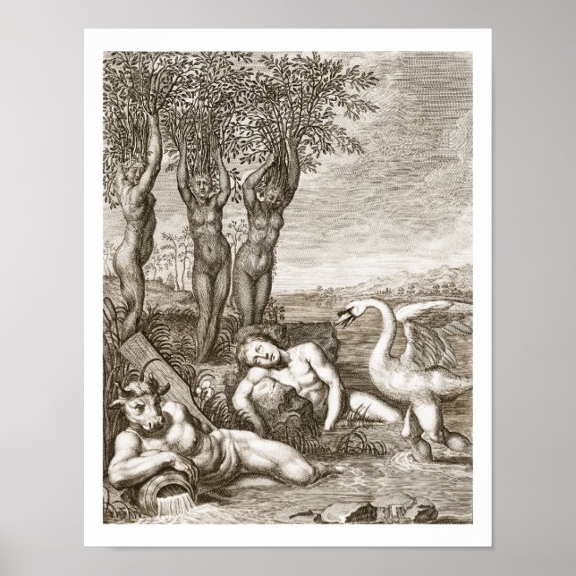 Cygnus verwandelt sich in einen Schwan und Phaeton Poster (Vorne)