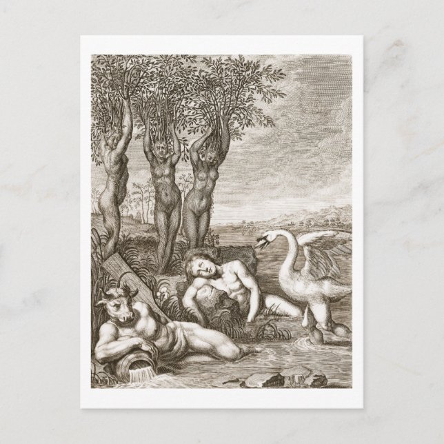 Cygnus verwandelt sich in einen Schwan und Phaeton Postkarte (Vorderseite)