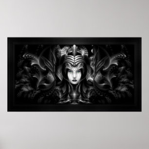 Cyiria Queen of the Dark Realm Fraktal Portrait Poster