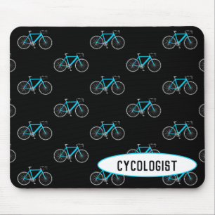 Cykologe Aqua-Fahrrad auf schwarz Mousepad