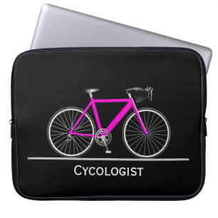 Cykologe Pink Bike auf schwarz Laptopschutzhülle
