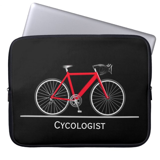 Cykologe Red Bike on Black Laptopschutzhülle (Vorderseite)