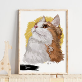 Cymric Cat Print | Cat Wall Print Poster