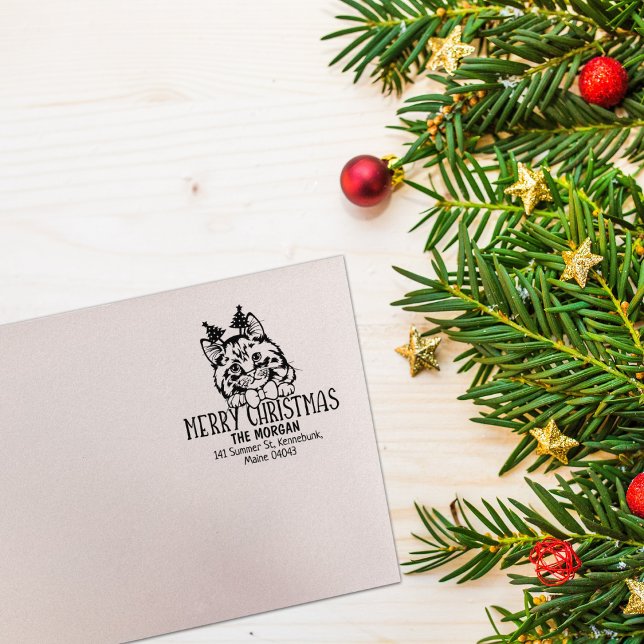 Cymric Cat Rücksendeadresse Weihnachten Gummistempel (Von Creator hochgeladen)