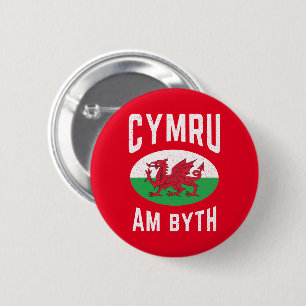 Cymru Am Byth Wales-Flagge Stolz Walisisch Vintage Button