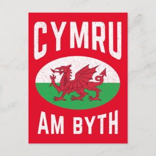 Cymru Am Byth Wales-Flagge Stolz Walisisch Vintage Postkarte