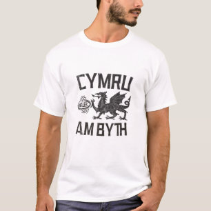 Cymru Am Byth Wales Rugby Dragon Banner Welshman T-Shirt