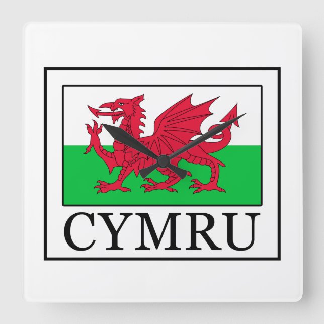 Cymru Quadratische Wanduhr (Vorderseite)