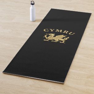 Cymru-Schild - Gold auf Schwarz Yogamatte