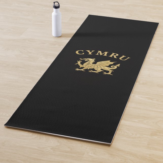 Cymru-Schild - Gold auf Schwarz Yogamatte (Beispiel)