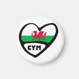 Cymru Wales Ländercode Flaggenherz Magnet