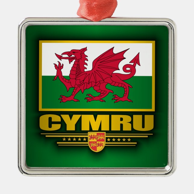 Cymru (Wales) Silbernes Ornament (Vorne)