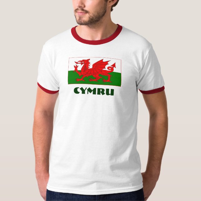 Cymru/Waliser-Flagge mit Cymru Text T-Shirt (Vorderseite)