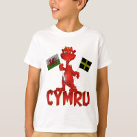 Cymru Waliser T-Shirt, Waliser-Flagge u. St David