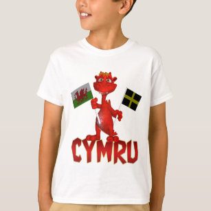 Cymru Waliser T-Shirt, Waliser-Flagge u. St David T-Shirt