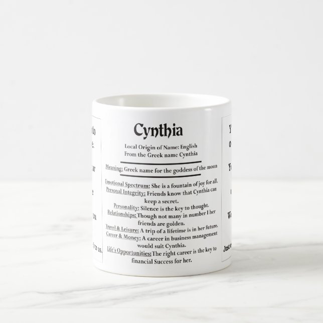 Cynthia, der Ursprung und die Bedeutung Tasse (Mittel)