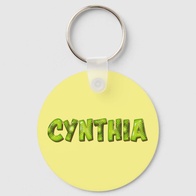 Cynthia Name Kiwi Design Schlüsselanhänger (Vorderseite)