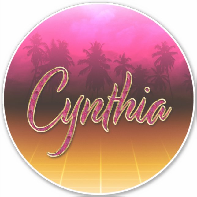 Cynthia Vorname Name golden pink Aufkleber Sticker (Vorderseite)