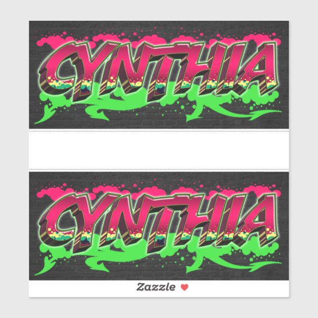Cynthia Vorname Name Graffiti Aufkleber Sticker (Blatt)
