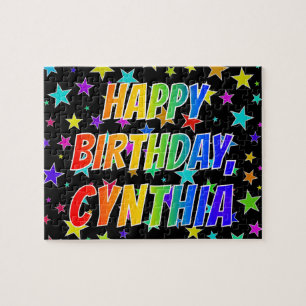 "CYNTHIA" Vorname, Spaß "GLÜCKLICHER GEBURTSTAG" Puzzle