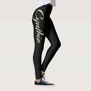 Cynthia white gold Handwriting Hose Leggings