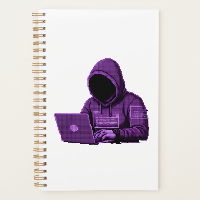 Cyper Pixel Art Spiral Notizbuch -Tech Journal Planer (Vorderseite)