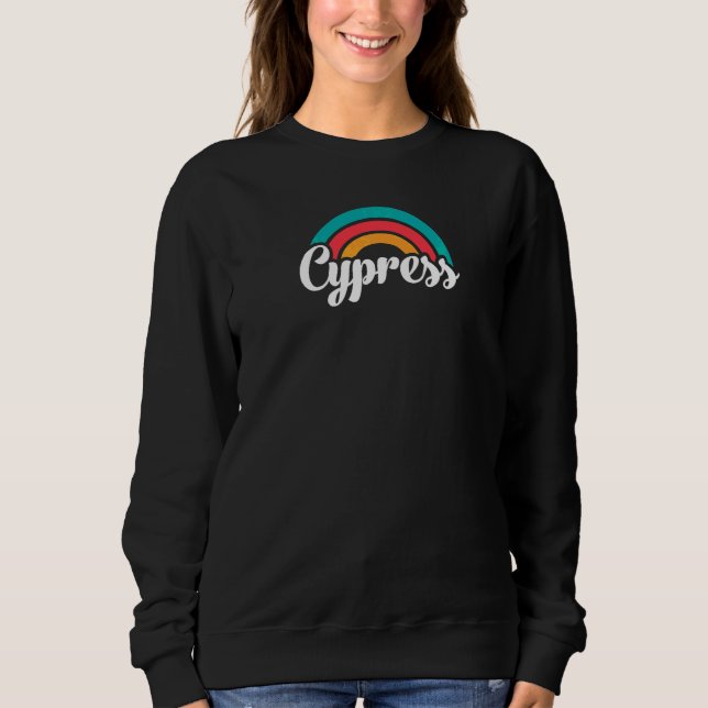 CYPRESS CA Retro-Schrift mit Regenbogen  1 Sweatshirt (Vorderseite)