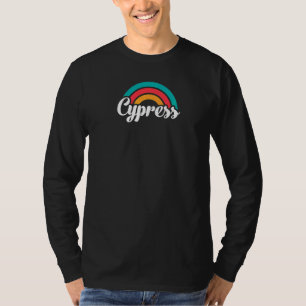 CYPRESS CA Retro-Schrift mit Regenbogen T-Shirt
