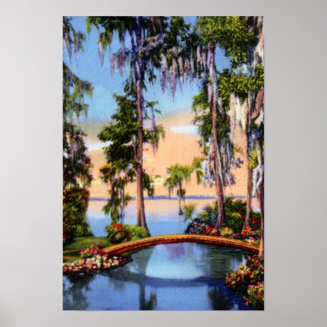 Cypress Gardens Florida Rustikale Brücke über Kana Poster (Vorne)