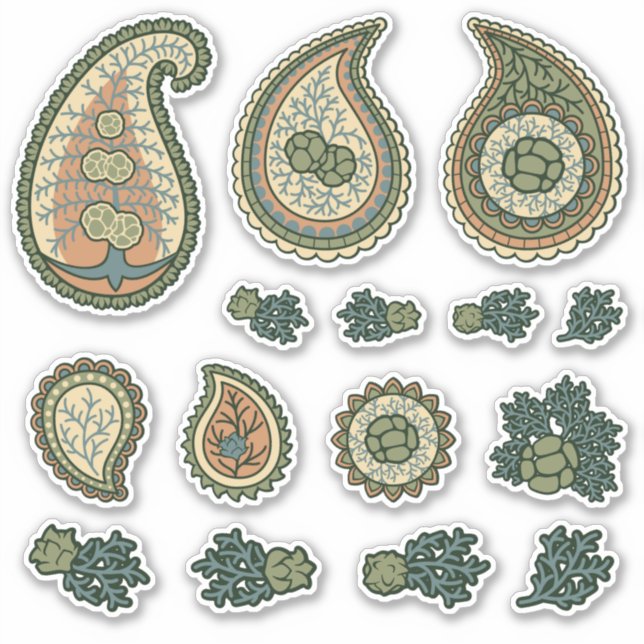 Cypress Paisley Icon Set Aufkleber (Vorderseite)