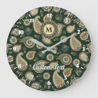 Cypress Paisley Muster Große Uhr