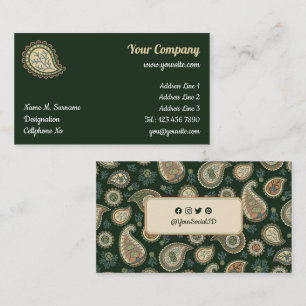 Cypress Paisley Pattern Visitenkarte