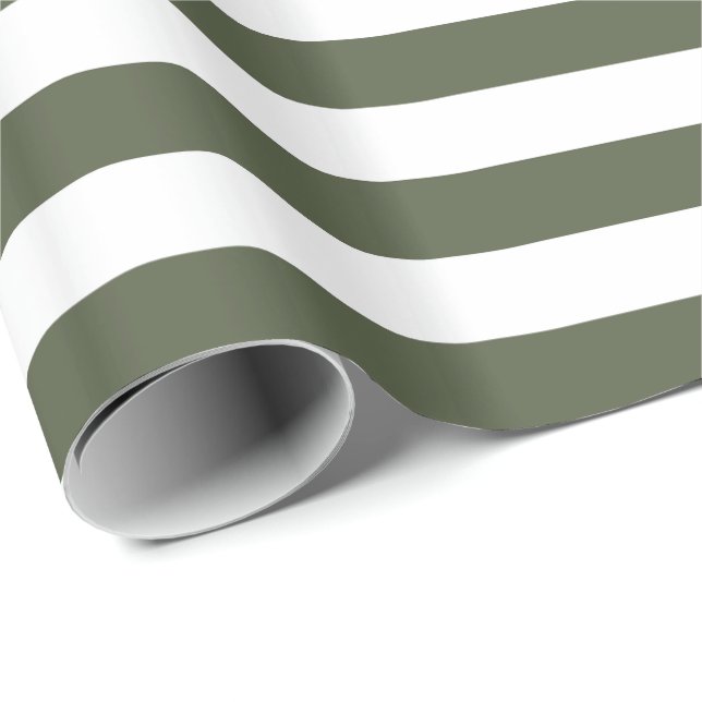 Cypress Pine Green/White Strip Geschenkpapier (Rolleneckpunkt)