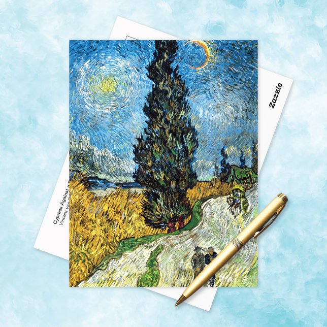 Cypress Starry Sky Vincent van Gogh Postkarte (Von Creator hochgeladen)