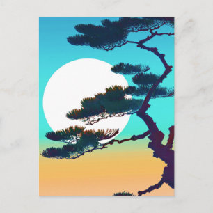 Cypress Tree und Vollmond Postkarte